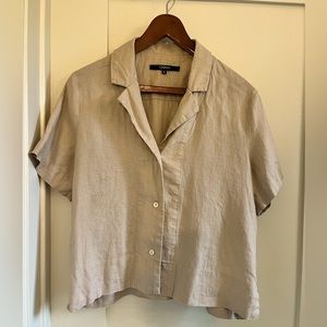 Quince Button Down Linen Shirt in Driftwood